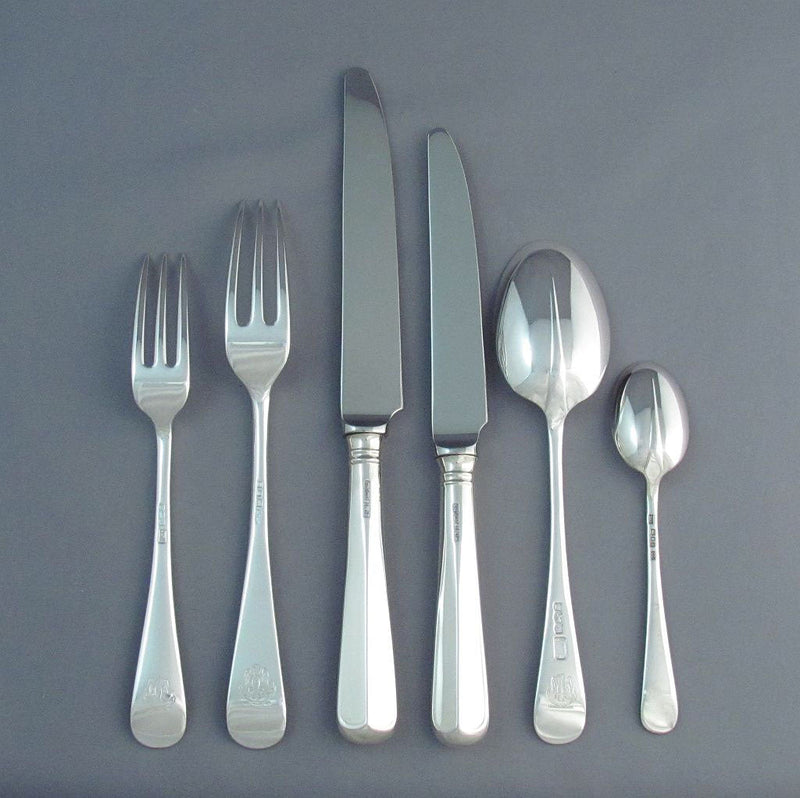 Rat Tail Sterling Silver Flatware set for 6 - JH Tee Antiques