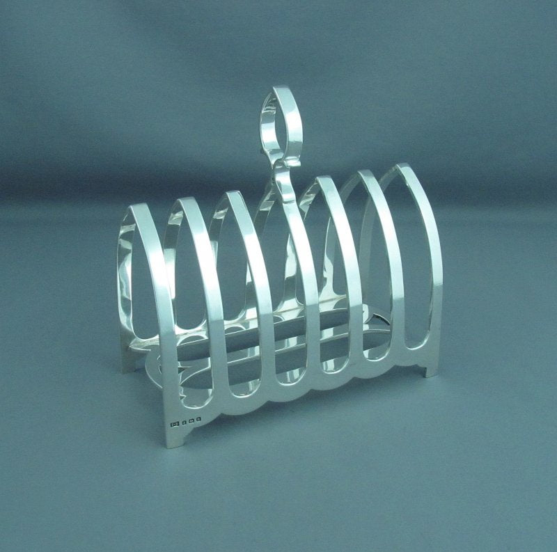 Massive English Sterling Silver Toast Rack - JH Tee Antiques