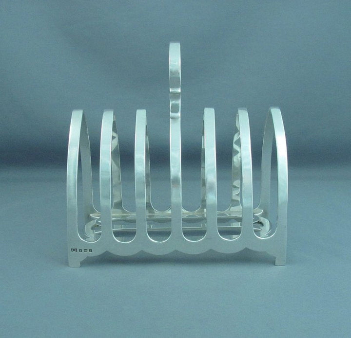 Massive English Sterling Silver Toast Rack - JH Tee Antiques