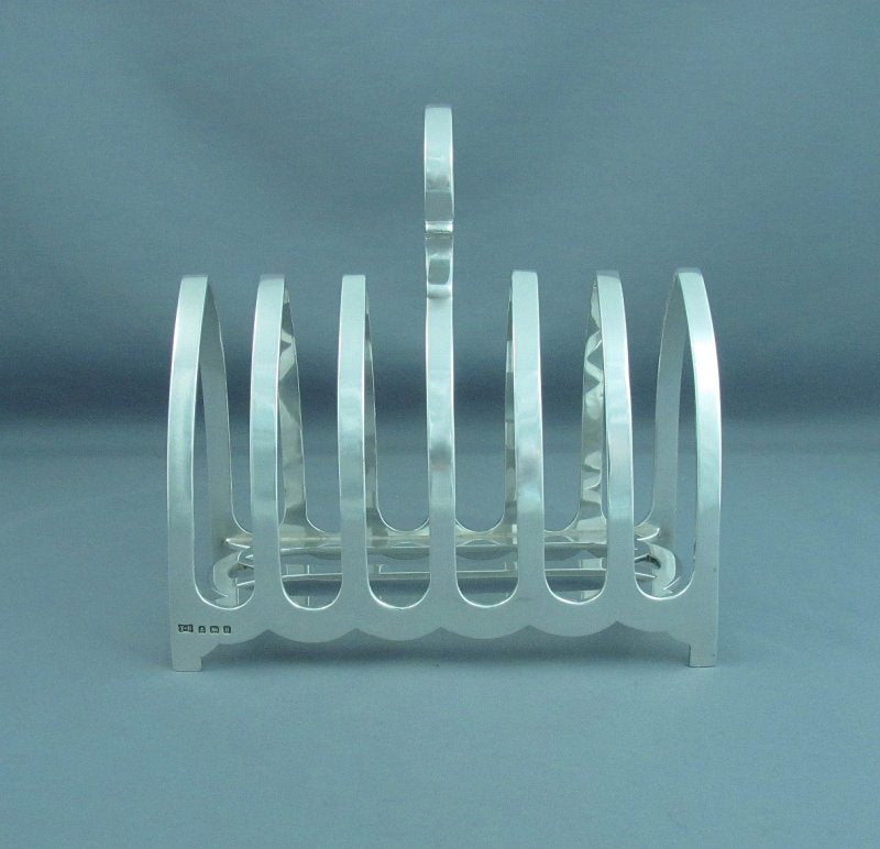 Massive English Sterling Silver Toast Rack - JH Tee Antiques