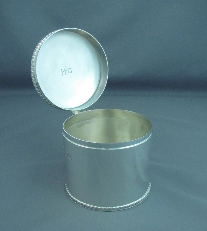 English Sterling Silver Canister - JH Tee Antiques