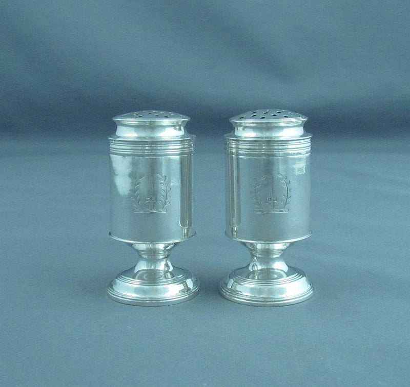 Pair of George III Silver Pepper Pots - JH Tee Antiques