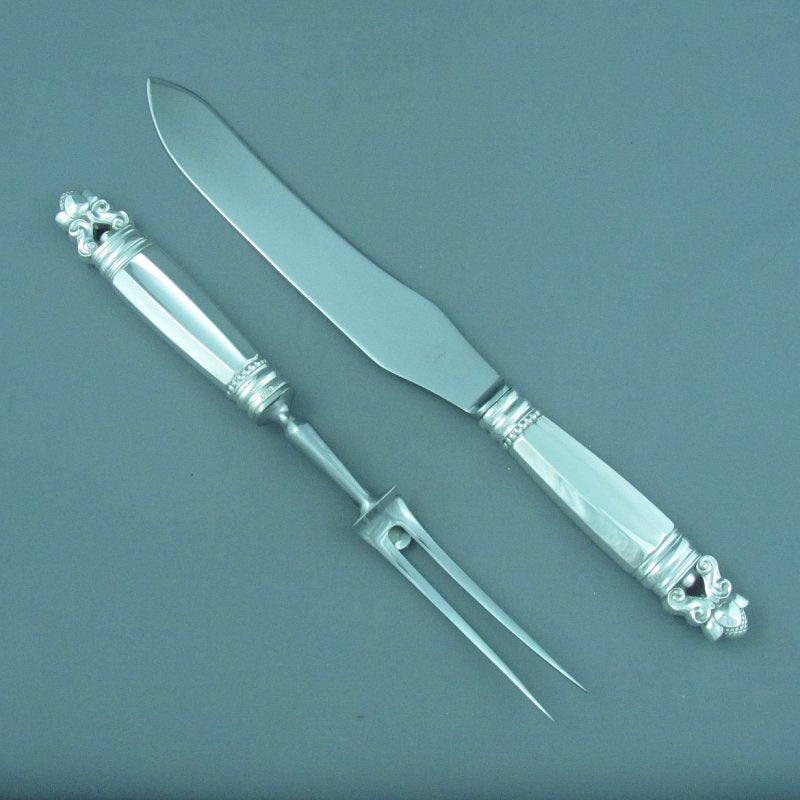 Georg Jensen Acorn Pattern Carving Set - JH Tee Antiques