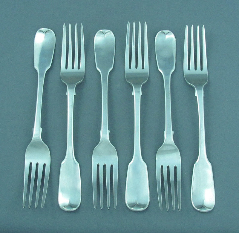 6 William IV Sterling Silver Dinner Forks - JH Tee Antiques