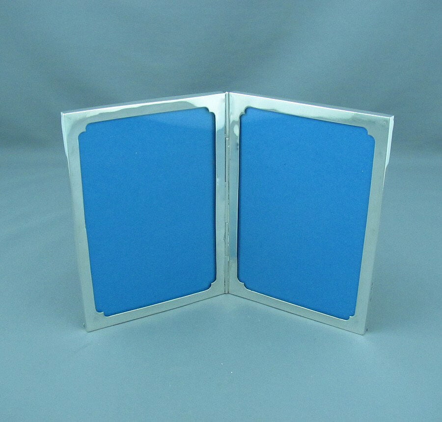 English Sterling Silver Double Photo Frame - JH Tee Antiques
