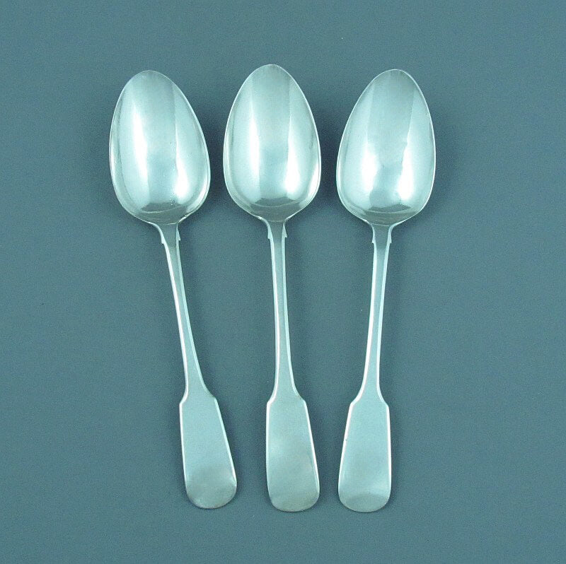 Canadian Silver Fiddle Pattern Dessert Spoons - JH Tee Antiques