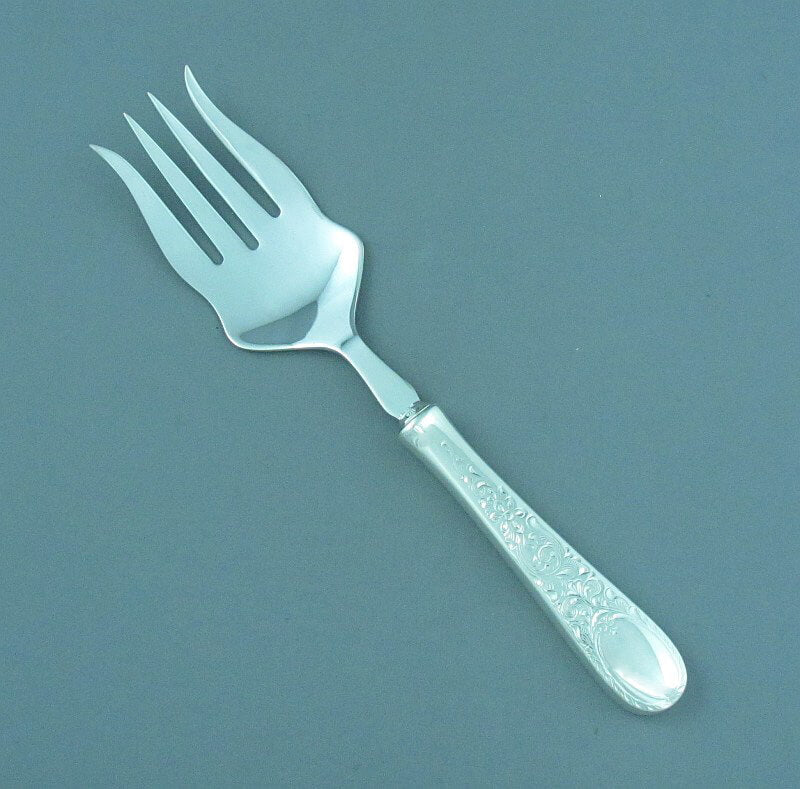 Birks Sterling London Engraved Pattern Serving Fork - JH Tee Antiques