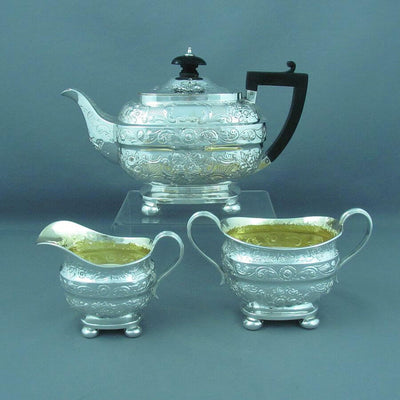Victorian Britannia Silver Tea Set - JH Tee Antiques