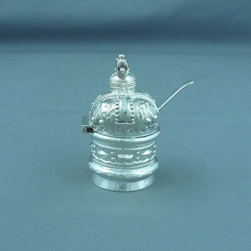 Novelty Silver Mustard Pot - JH Tee Antiques