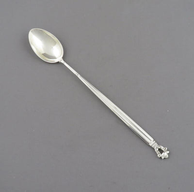 Georg Jensen Silver Acorn Pattern Iced Tea Spoon - JH Tee Antiques