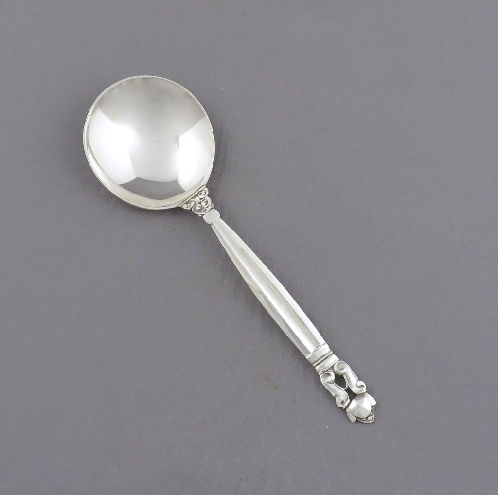 Georg Jensen Acorn Pattern Bouillon Spoon - JH Tee Antiques