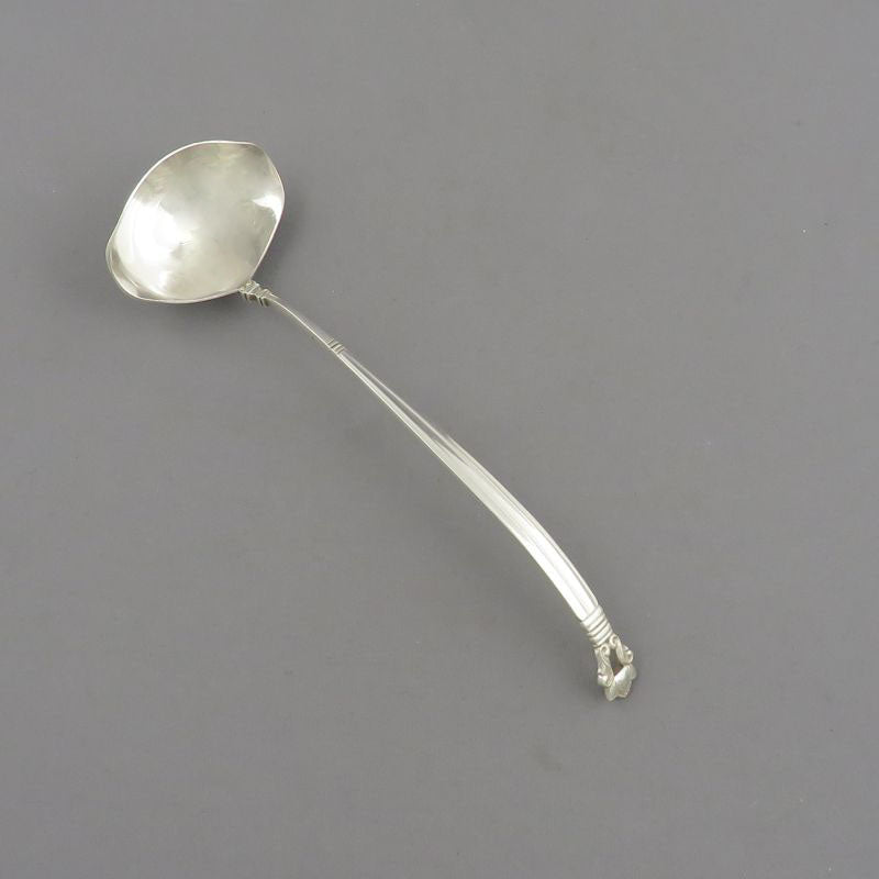 Georg Jensen Acorn Pattern Cream Ladle Curved Handle - JH Tee Antiques