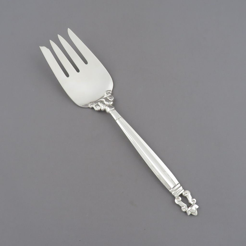 Georg Jensen Acorn Pattern Meat Serving Fork - JH Tee Antiques