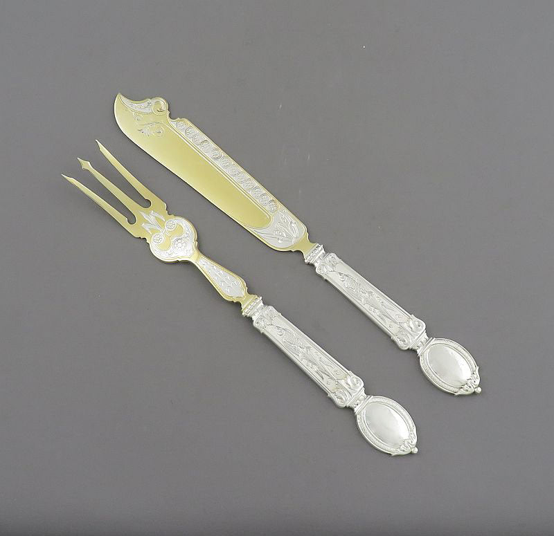 Aesthetic Movement Silver Fish Service for 12 - JH Tee Antiques