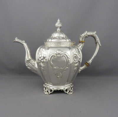 American Coin Silver Tea Set - JH Tee Antiques