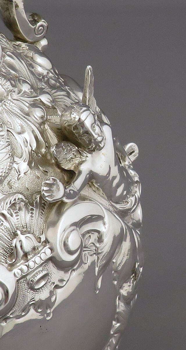 Edwardian Silver Armada Pattern Claret Jug - JH Tee Antiques