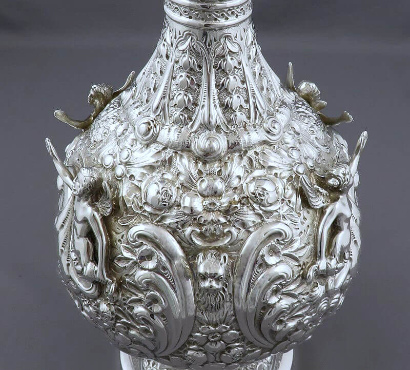 Edwardian Silver Armada Pattern Claret Jug - JH Tee Antiques