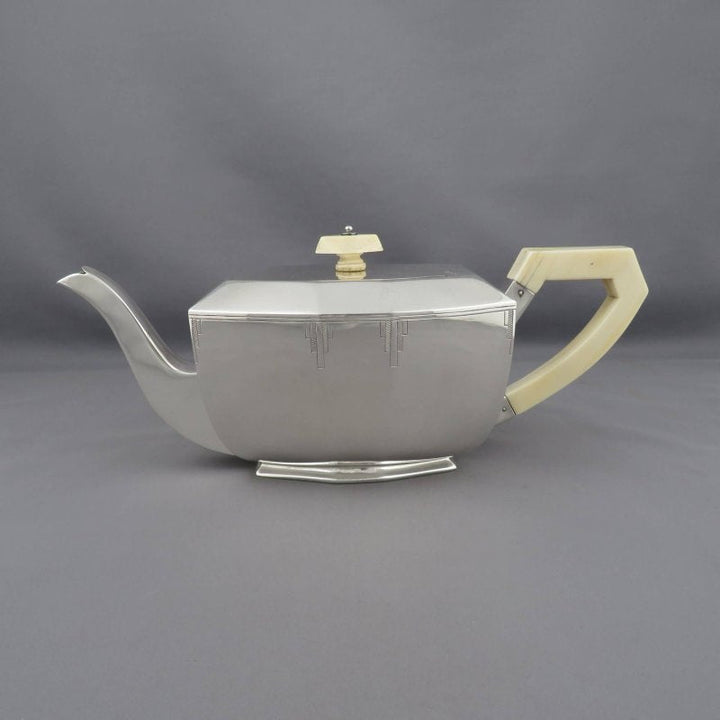Art Deco Sterling Silver Tea Set - JH Tee Antiques