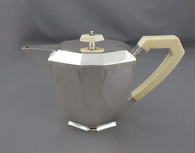 Art Deco Sterling Silver Tea Set - JH Tee Antiques