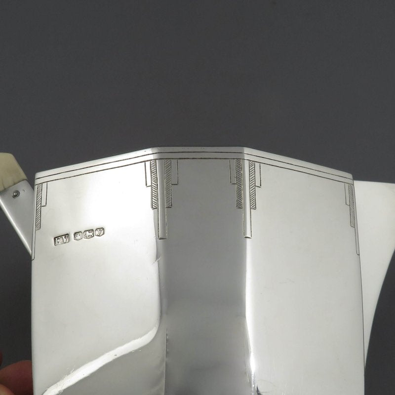 Art Deco Sterling Silver Tea Set - JH Tee Antiques