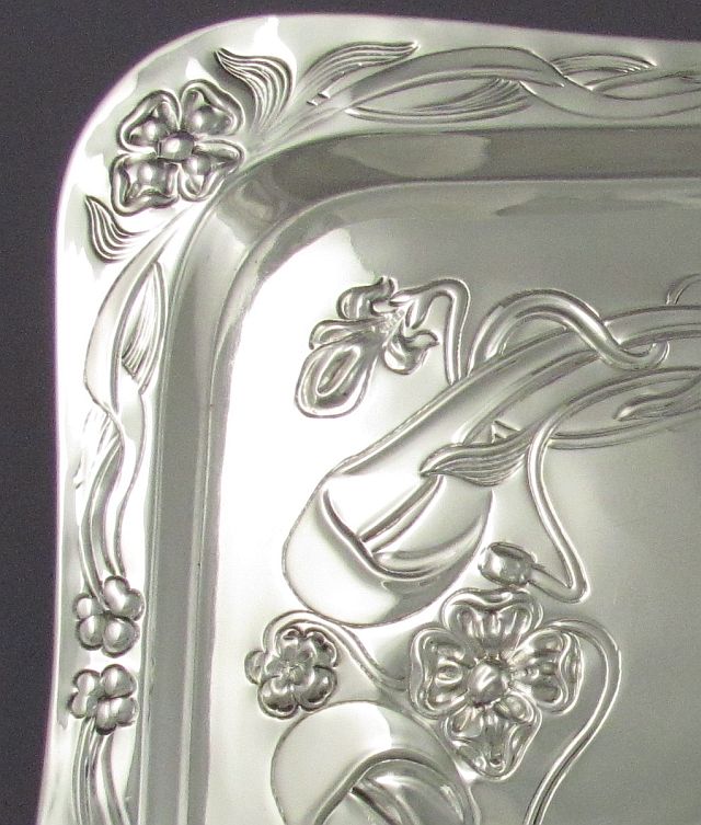Sterling Silver Dressing Table Tray Art Nouveau - JH Tee Antiques