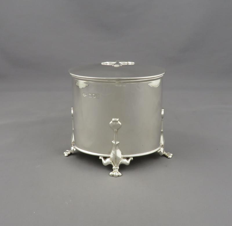 Art Nouveau Sterling Silver Tea Caddy - JH Tee Antiques