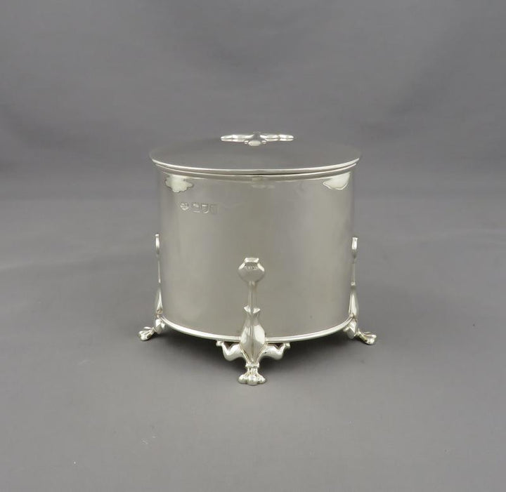 Art Nouveau Sterling Silver Tea Caddy - JH Tee Antiques