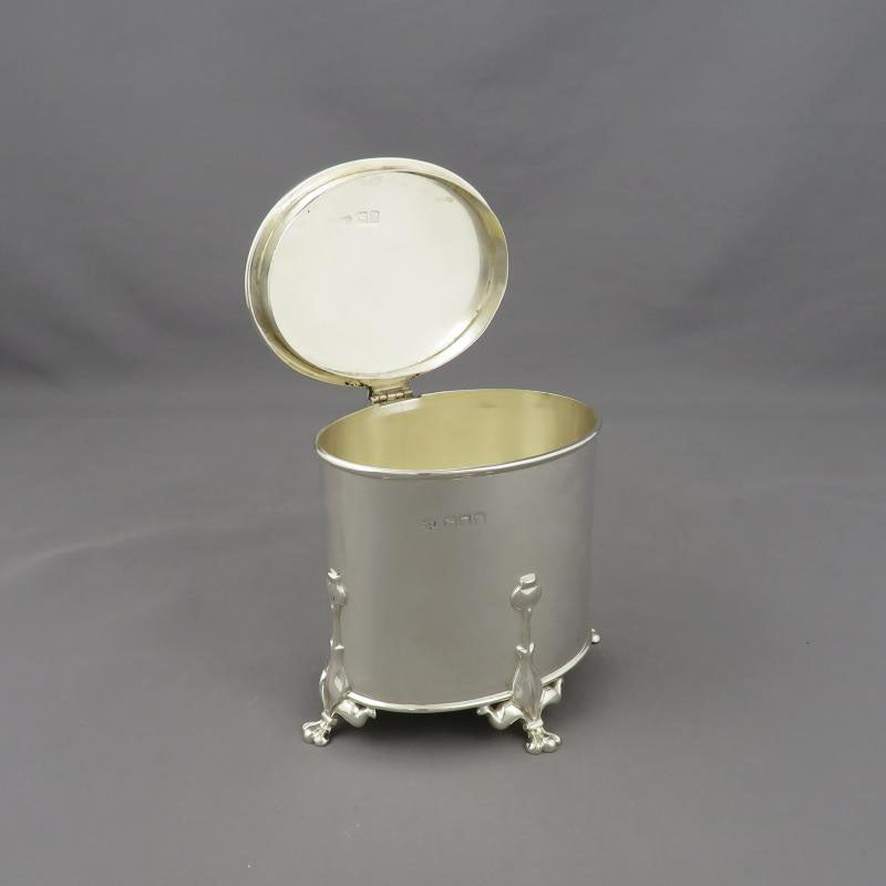 Art Nouveau Sterling Silver Tea Caddy - JH Tee Antiques