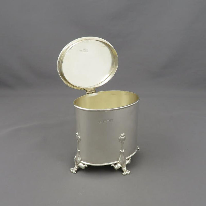 Art Nouveau Sterling Silver Tea Caddy - JH Tee Antiques