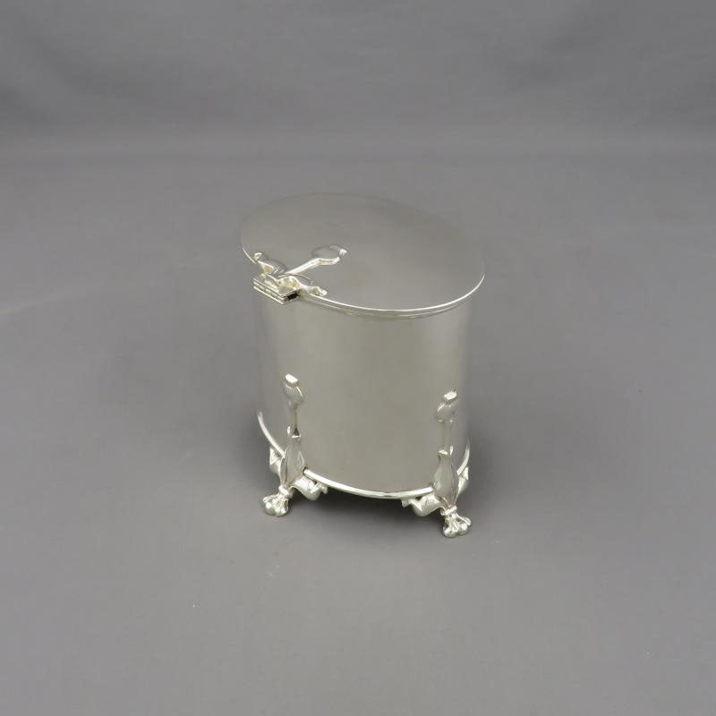 Art Nouveau Sterling Silver Tea Caddy - JH Tee Antiques