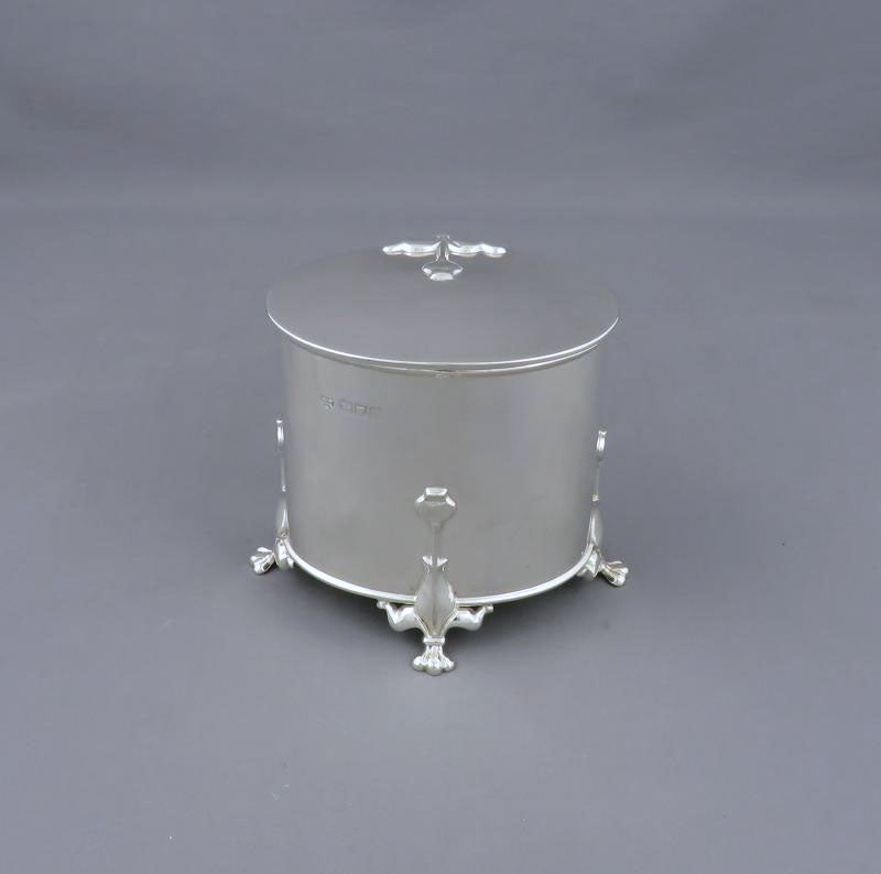 Art Nouveau Sterling Silver Tea Caddy - JH Tee Antiques