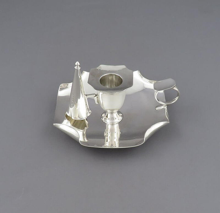 Arts &amp; Crafts Sterling Silver Chamberstick - JH Tee Antiques