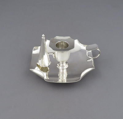 Arts & Crafts Sterling Silver Chamberstick - JH Tee Antiques