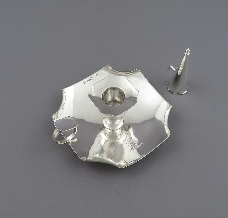 Arts &amp; Crafts Sterling Silver Chamberstick - JH Tee Antiques