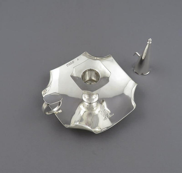 Arts &amp; Crafts Sterling Silver Chamberstick - JH Tee Antiques