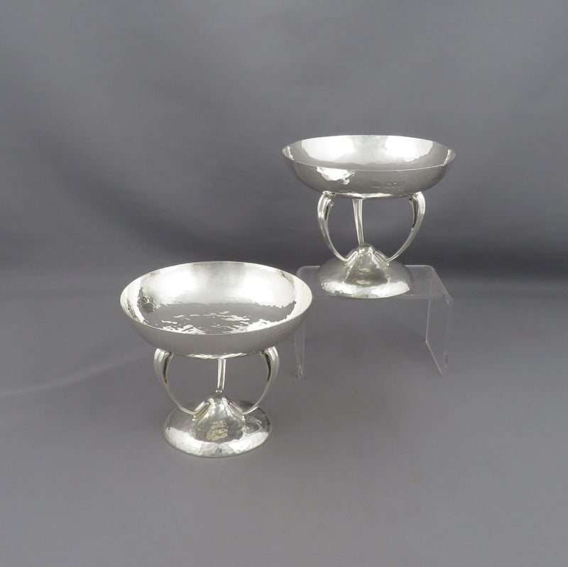 Pair of Arts and Crafts Silver Comports - JH Tee Antiques