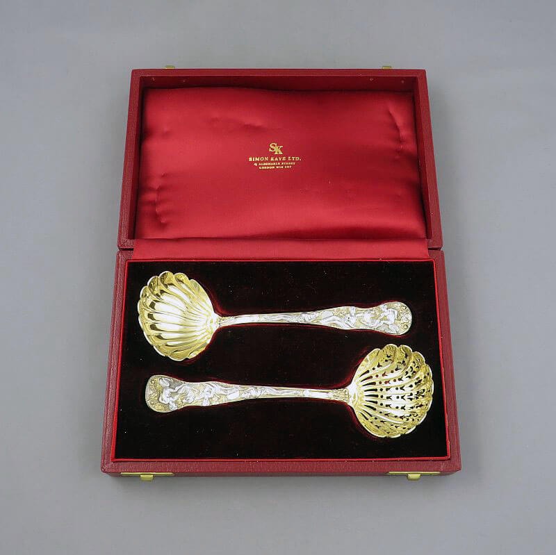 Bacchanalian Pattern Silver Gilt Ladles - JH Tee Antiques