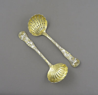 Bacchanalian Pattern Silver Gilt Ladles - JH Tee Antiques