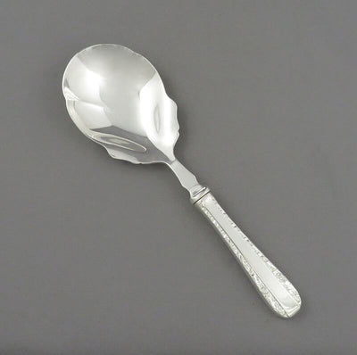 Rose Bower Pattern Sterling Silver Berry Spoon - JH Tee Antiques