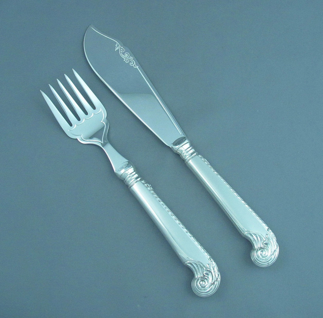 Birks George II Sterling Fish Servers - JH Tee Antiques