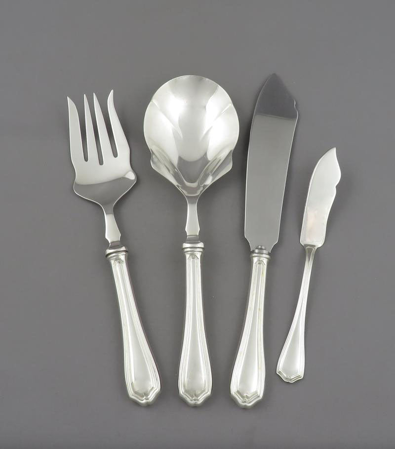 Birks Georgian Plain Flatware Set for 12 - JH Tee Antiques
