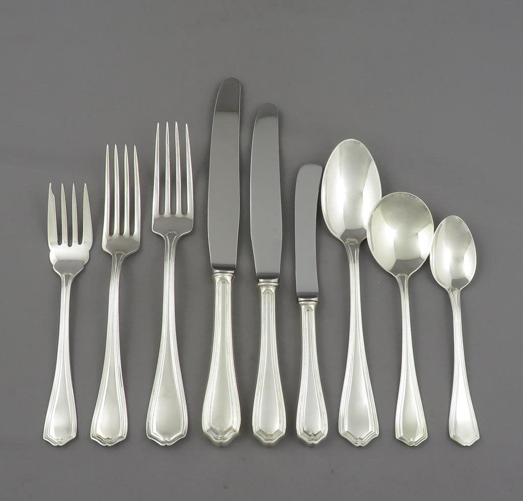 Birks Georgian Plain Flatware Set for 12 - JH Tee Antiques