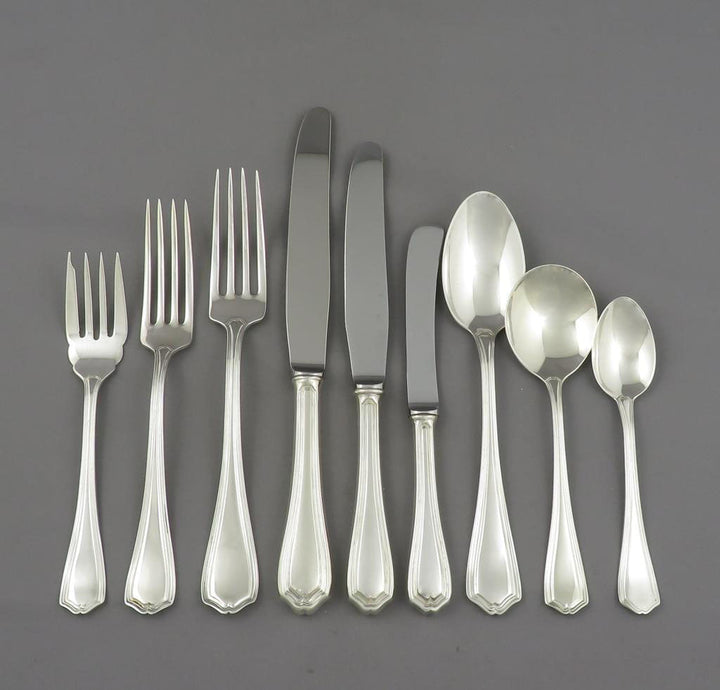 Birks Georgian Plain Flatware Set for 12 - JH Tee Antiques