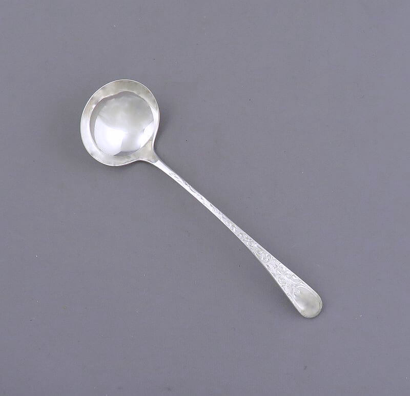 Birks London Engraved Pattern Silver Sauce Ladle - JH Tee Antiques