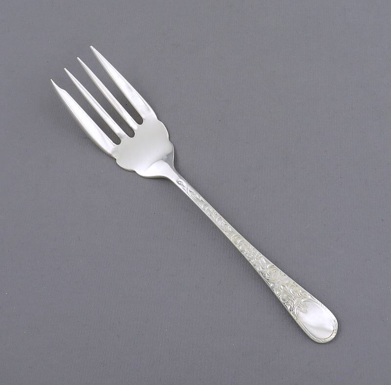Birks London Engraved Sterling Salad Fork - JH Tee Antiques