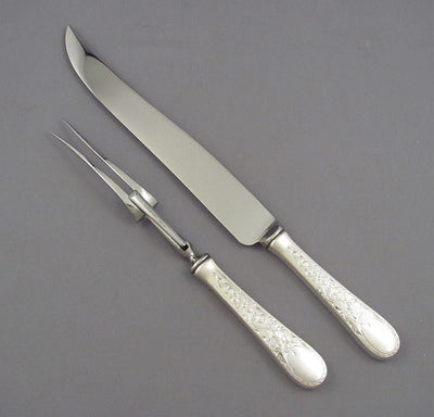 Birks London Engraved Sterling Carving Set - JH Tee Antiques