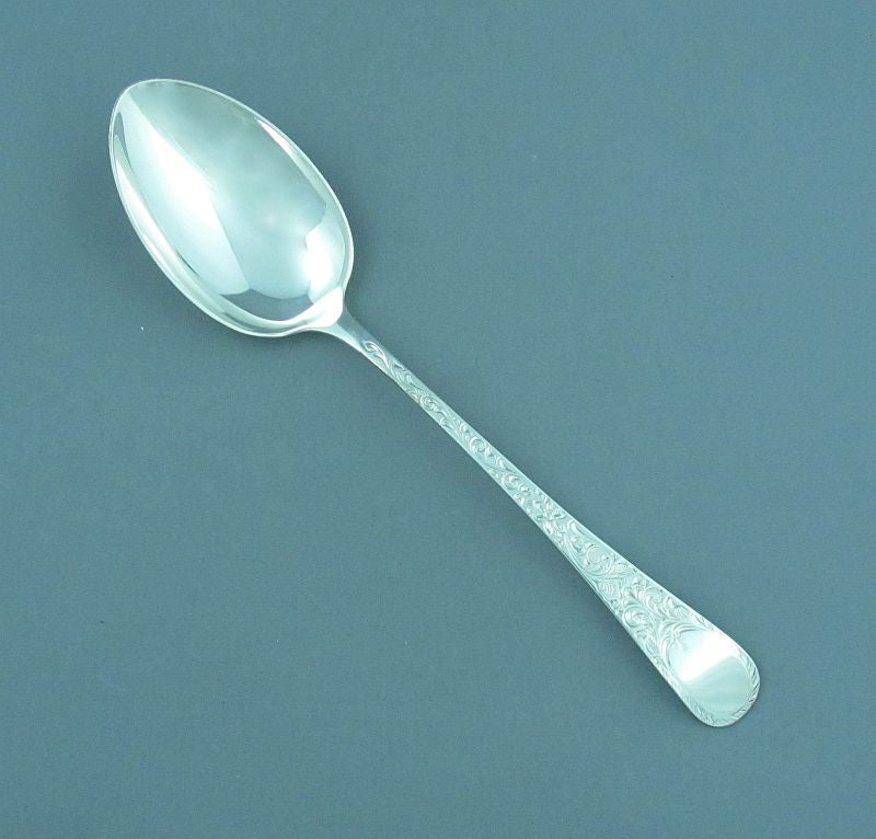 Birks London Engraved Sterling Dessert Spoon - JH Tee Antiques