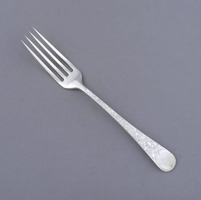 Birks London Engraved Sterling Luncheon Fork - JH Tee Antiques
