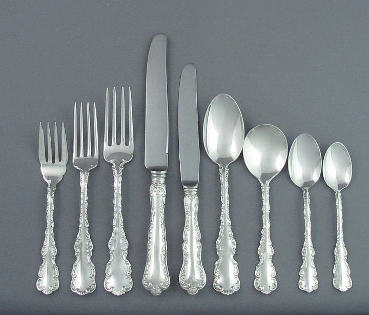 Birks Louis XV Pattern Sterling Flatware Service for 12 - JH Tee Antiques
