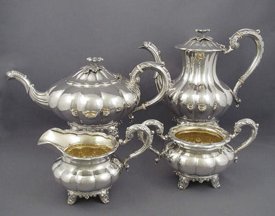 Birks Melon Pattern Sterling Silver Tea Set - JH Tee Antiques